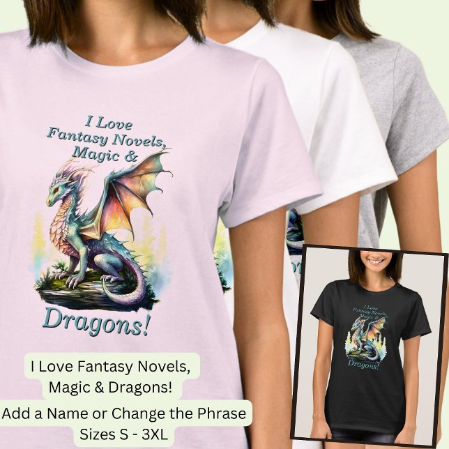 Fügen Sie Name Text, Liebe Fantasy Romane Magic Dr T-Shirt (Von Creator hochgeladen)