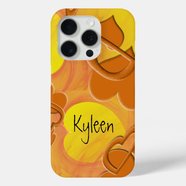 Fügen Sie Orange Hearts Yellow Template hinzu Case-Mate iPhone Hülle (Rückseite)