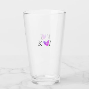 Fügen Sie Pärchenbrief Hochzeit rosa Herz Glitzer Glas