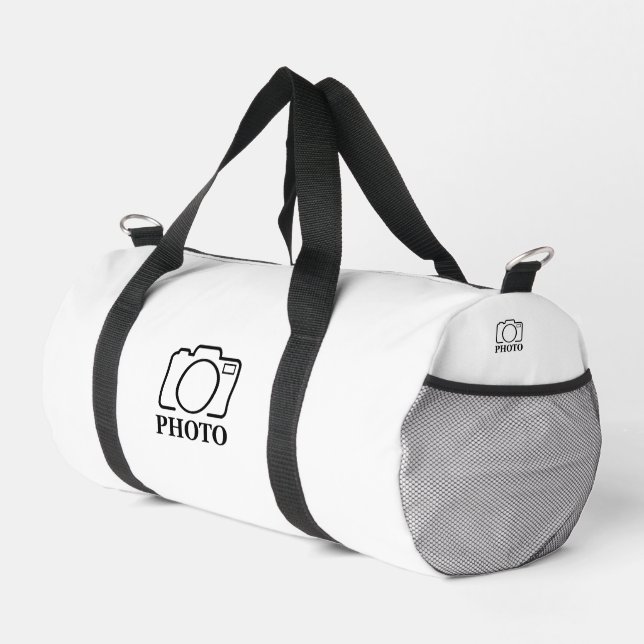 Fügen Sie Personalisiertes Foto Hochzeit Modernes  Duffle Bag (Rechte Ecke)