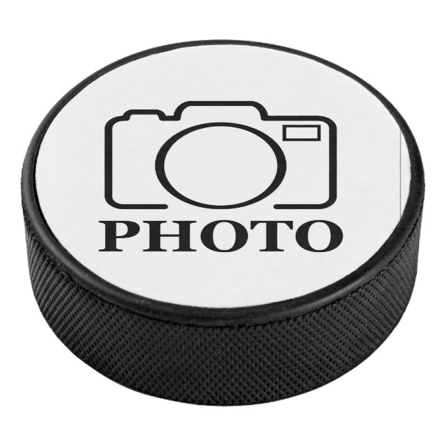 Fügen Sie Personalisiertes Foto Hochzeit Modernes  Eishockey Puck (3/4)