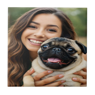 Fügen Sie Pug-Foto Personalisiere Anpassen hinzu Fliese