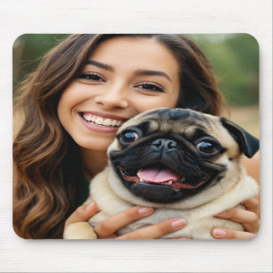 Fügen Sie Pug-Foto Personalisieren Anpassen Mousepad