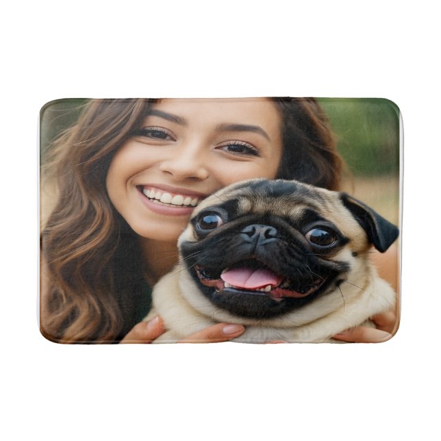 Fügen Sie Pug-Foto Personalize Customize hinzu Badematte (Vorderseite)