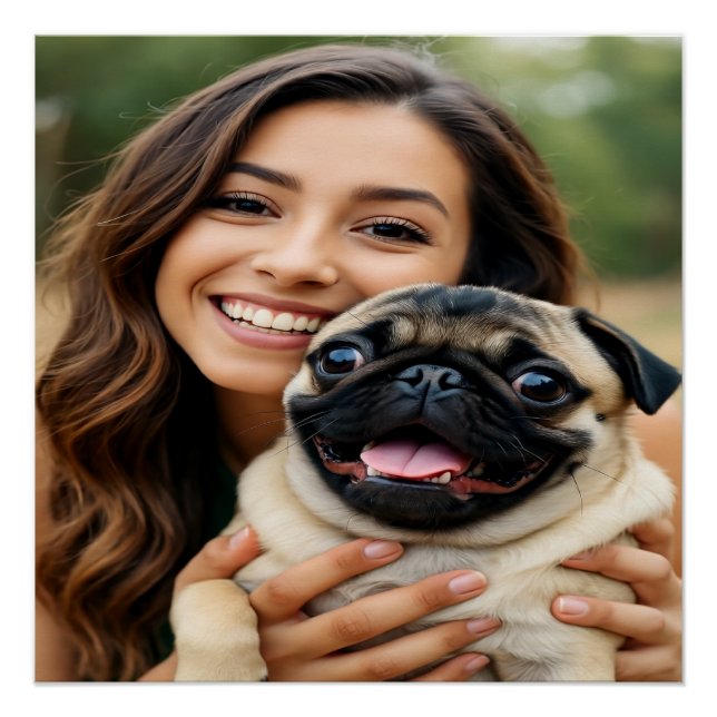 Fügen Sie Pug-Foto Personalize Customize hinzu Poster (Vorderseite)
