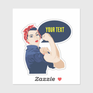 Fügen Sie Rosie Riveter eigenen Text hinzu Aufkleber