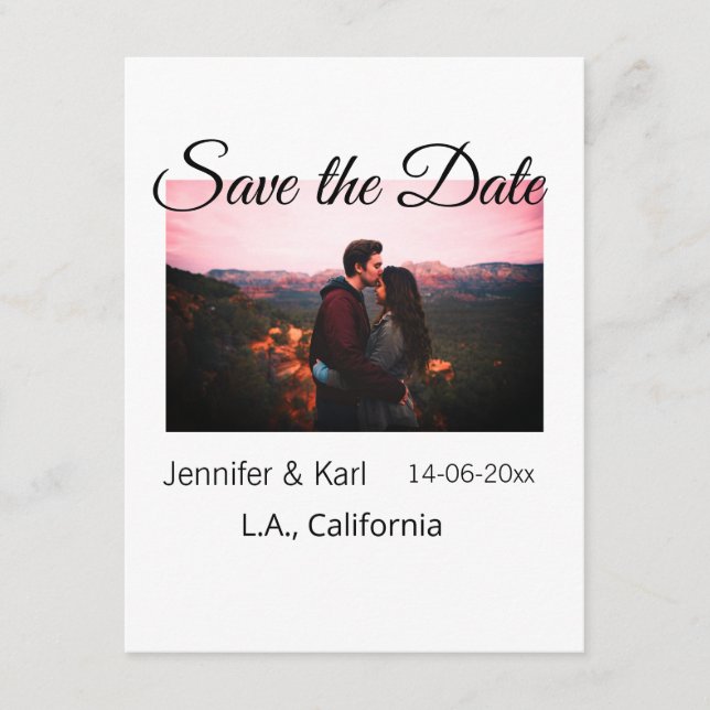 Fügen Sie Save the Date das Foto mit dem Namen des Begleitkarte (Vorderseite)