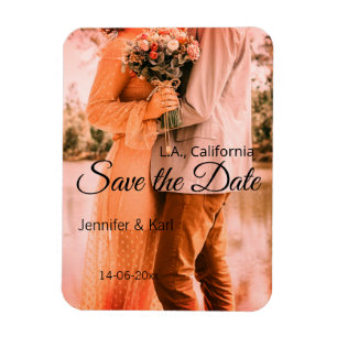 Fügen Sie Save the Date das Foto mit dem Namen des Magnet