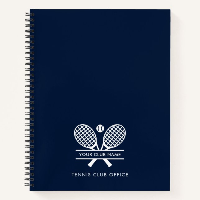 Fügen Sie Sport Club Name Tennis Team Office Navy  Notizbuch (Vorderseite)