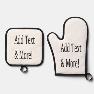 Fügen Sie Text & Mehr hinzu! Individualisieren Sie Ofenhandschuh & Topflappen-Set