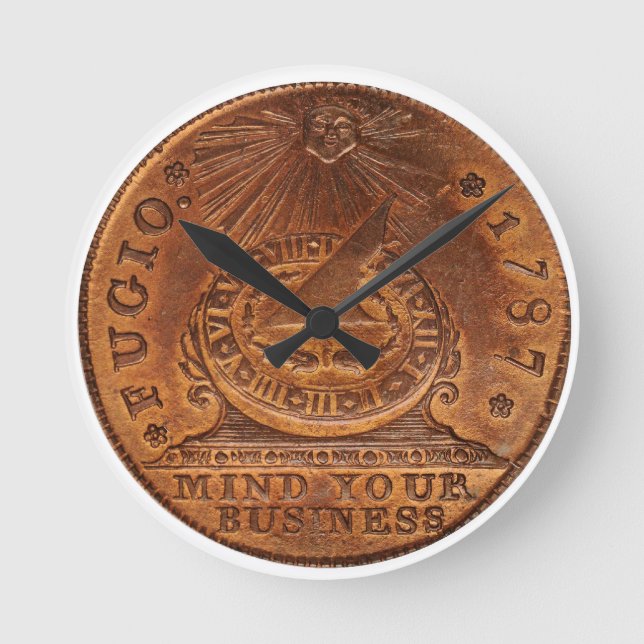 Fugio Cent-Verstand Ihr Geschäfts-Kupfer-Penny Runde Wanduhr (Vorderseite)