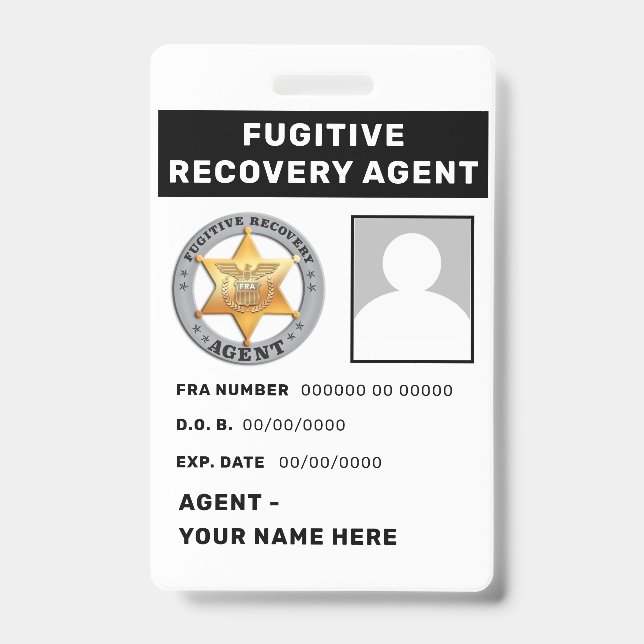 FUGITIVE ERHOLUNG AGENT Lanyard Abzeichen Ausweis (Vorderseite)