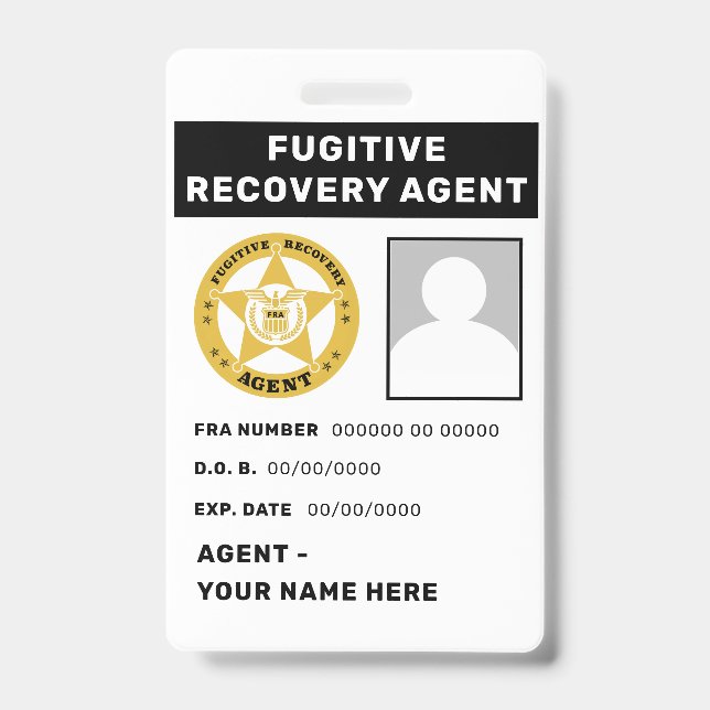 FUGITIVE ERHOLUNG AGENT Lanyard Abzeichen Ausweis (Vorderseite)