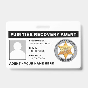 FUGITIVE ERHOLUNG AGENT Lanyard Abzeichen Ausweis