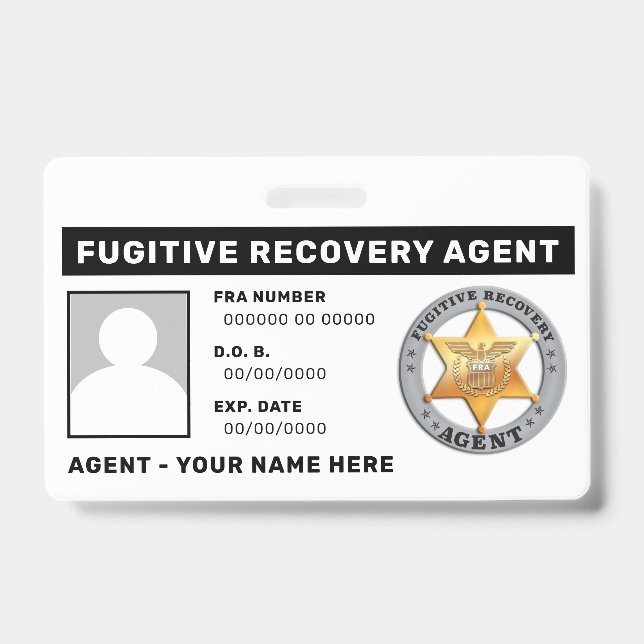 FUGITIVE ERHOLUNG AGENT Lanyard Abzeichen Ausweis (Vorderseite)