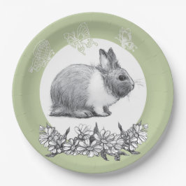 Fühl das Kaninchen. Bleistift zeichnend. Pappteller