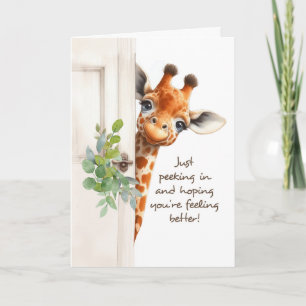 Fühl dich besser Giraffe linst hinter der Tür herv Karte