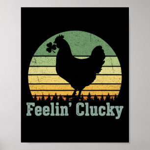 Fühl dich glücklich Huhn St. Patrick's Day Vintage Poster