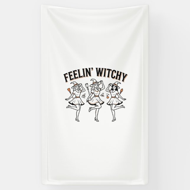 Fühl dich verhext Retro Halloween Hexen Banner (Vertikal)