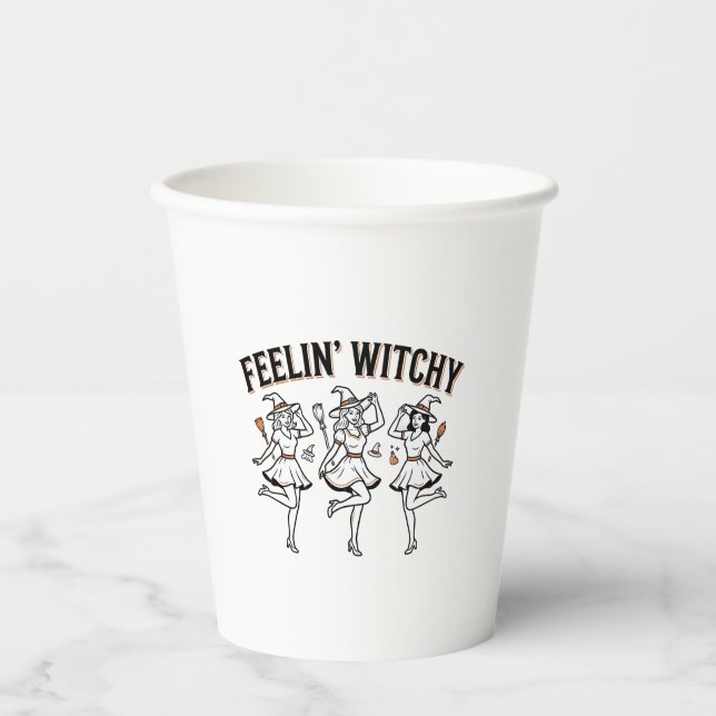 Fühl dich verhext Retro Halloween Hexen Pappbecher (Vorderseite)