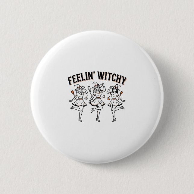 Fühl mich verhext Retro Halloween Hexen Button (Vorderseite)