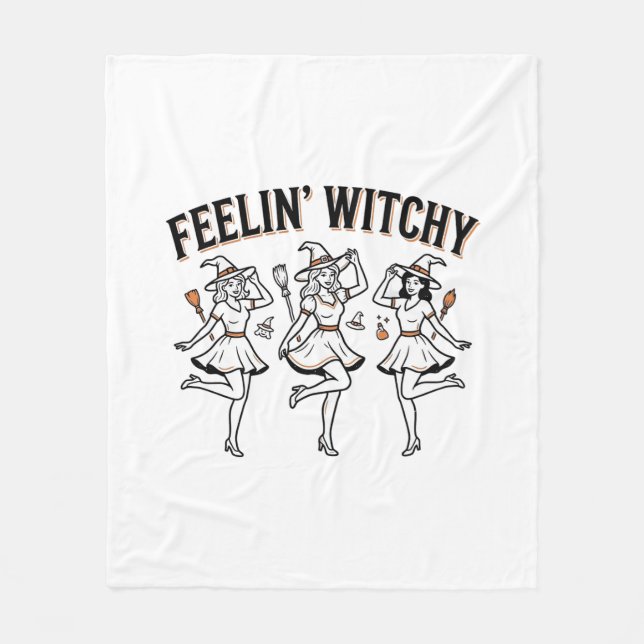 Fühl mich verhext Retro Halloween Hexen Fleecedecke (Vorderseite)