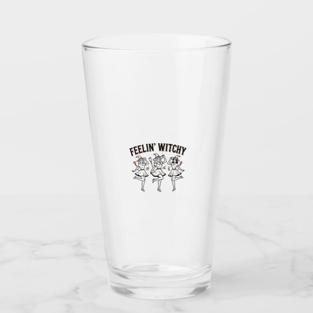 Fühl mich verhext Retro Halloween Hexen Glas (Vorderseite)
