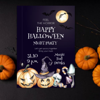 Fühle den Horror Frohe Halloween Nacht Party Einladung