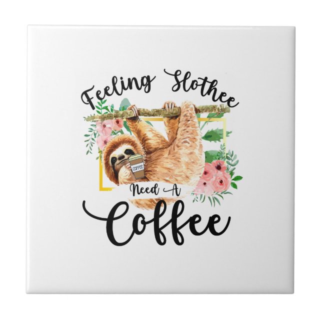 Fühle mich faul, brauche einen Kaffee Fliese (Vorderseite)