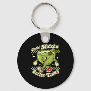 Fühle mich heute besser Matcha Kawaii Süße Boba-Bl Schlüsselanhänger
