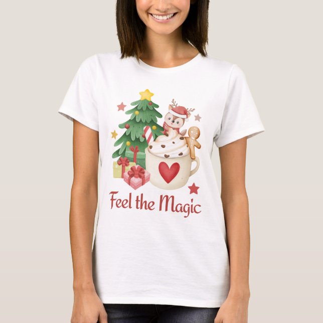 Fühlen Sie den magischen Weihnachtsregenbaum-T - S T-Shirt (Vorderseite)