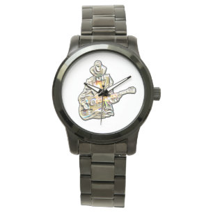 Fühlen Sie die Blues - Künstlerisches Gitarrendesi Armbanduhr