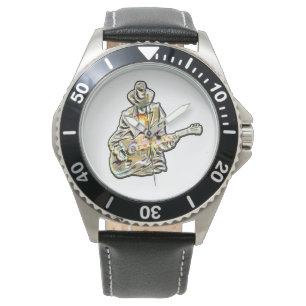 Fühlen Sie die Blues - Künstlerisches Gitarrendesi Armbanduhr