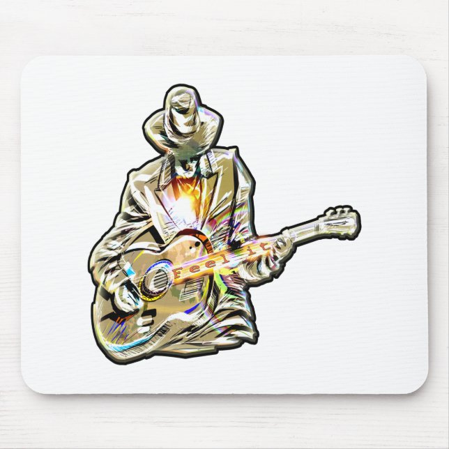 Fühlen Sie die Blues - Künstlerisches Gitarrendesi Mousepad (Vorne)