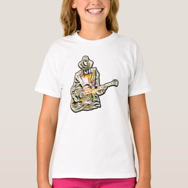 Fühlen Sie die Blues - Künstlerisches Gitarrendesi T-Shirt (Vorderseite)