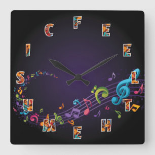 Fühlen Sie die Musik Quadratische Wanduhr