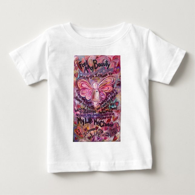 Fühlen Sie meinen Schönheitsrosa-Krebsgel Baby T-shirt (Vorderseite)