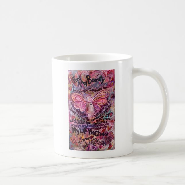 Fühlen Sie meinen Schönheitsrosa-Krebsgel Kaffeetasse (Rechts)
