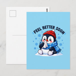 Fühlen Sie sich bald besser Pinguin Gute Besserung Postkarte