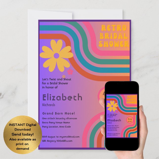 Fühlen Sie sich besiegt! Kosmisches Retro-70er-Bra Einladung (Von Creator hochgeladen)