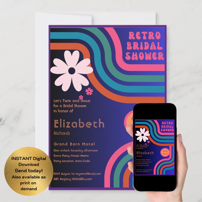 Fühlen Sie sich besiegt! Kosmisches Retro-70er-Bra Einladung (Von Creator hochgeladen)