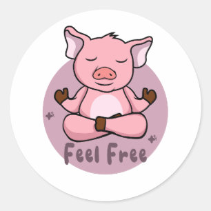 Fühlen Sie sich frei Kawaii niedlich rosa Schwein  Runder Aufkleber