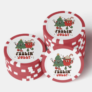 Fühlt sich fröhlich Retro-Weihnachtsbaum Zuckerroh Pokerchips