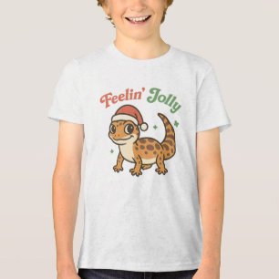 Fühlt sich fröhlich süßer Weihnachts Leopard Gecko Tri-Blend Shirt
