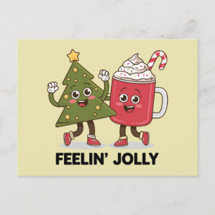 Fühlt sich fröhlicher Weihnachtsbaum Kaffeeliebhab Postkarte
