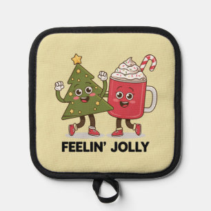 Fühlt sich fröhlicher Weihnachtsbaum Kaffeeliebhab Topflappen