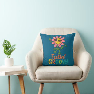 Fühlt sich groovy Retro-Blumen-Wurfkissen 40 x 40 Kissen