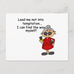 Führe mich nicht in Versuchung Spaß Postkarte