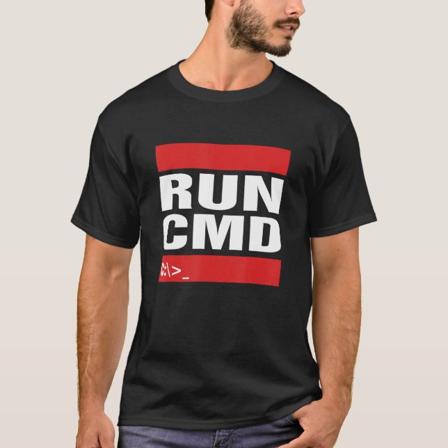 Führen Sie CMD Computer Programming Coder Tech Gee T-Shirt (Vorderseite)