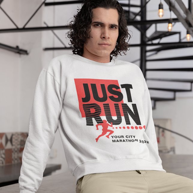 Führen Sie einfach Red Marathon Runner Track Race  Sweatshirt (Just Run Marathon Runner Race Date Red White Sweatshirt)